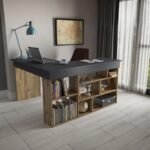 مكتب 75×50، 40×130 120 سم - بيج ورمادي