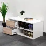 جزامة مودرن 100×45 سم خزانة أحذية مدمجة ومقعد أنيق للمدخل خشب MDF