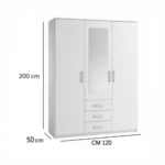 ⁦دولاب ملابس 120 سم | خزانة مقسمة (أرفف وأدراج وتعليق) | خشب MDF أنيق⁩ - الصورة ⁦3⁩