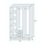 ⁦دولاب ملابس 120 سم | خزانة مقسمة (أرفف وأدراج وتعليق) | خشب MDF أنيق⁩ - الصورة ⁦2⁩