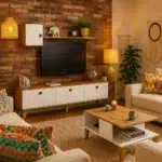 ترابيزة نليفزيون مع وحدة علوية وترابيزة قهوة