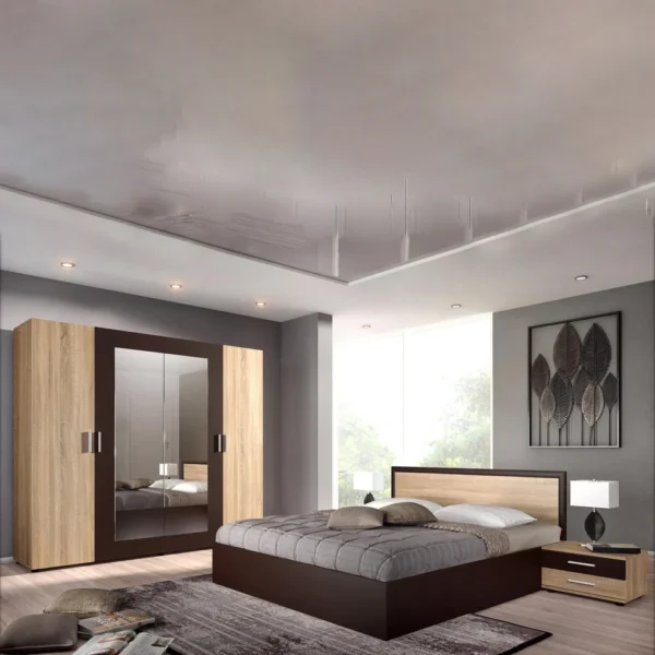 غرفة نوم - ثلاث قطع - سرير مع دولاب وكومود - main