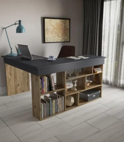 مكتب 75×50، 40×130 120 سم - بيج ورمادي - main