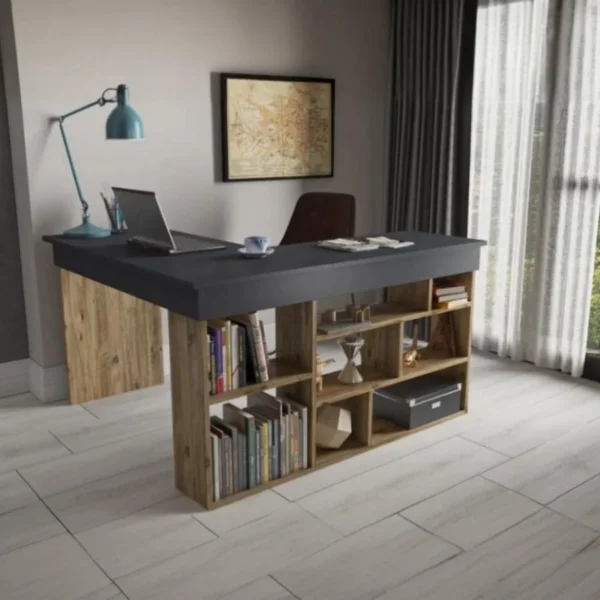 مكتب 75×50، 40×130 120 سم - بيج ورمادي - main