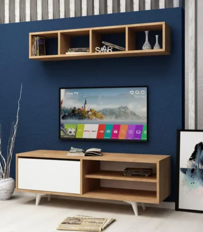 ترابيزة تليفزيون مودرن مع رف حائط 140سم من Verve-Home - main