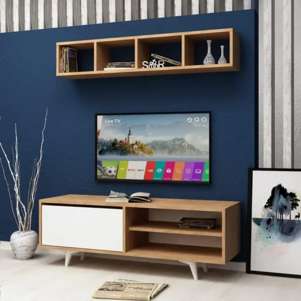 ترابيزة تليفزيون مودرن مع رف حائط 140سم من Verve-Home - main