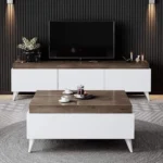 طقم ترابيزات غرفة معيشة مودرن (تليفزيون 160 سم + قهوة 90 سم) | خشب MDF | [Verve-Home] - main