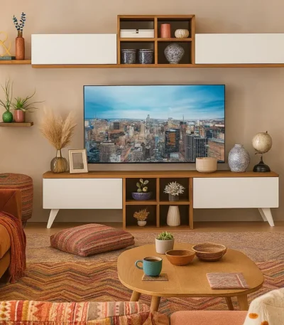 ترابيزة تليفزيون مع وحدة علوية 180×35سم - main