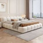 سرير سوبر كينج خشب كونتر و قماش قطيفة 90×190×225 سم - بيج - main