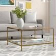 ترابيزة قهوة ذهبية من الستيل المطلي بسطح زجاجي – Verve Home