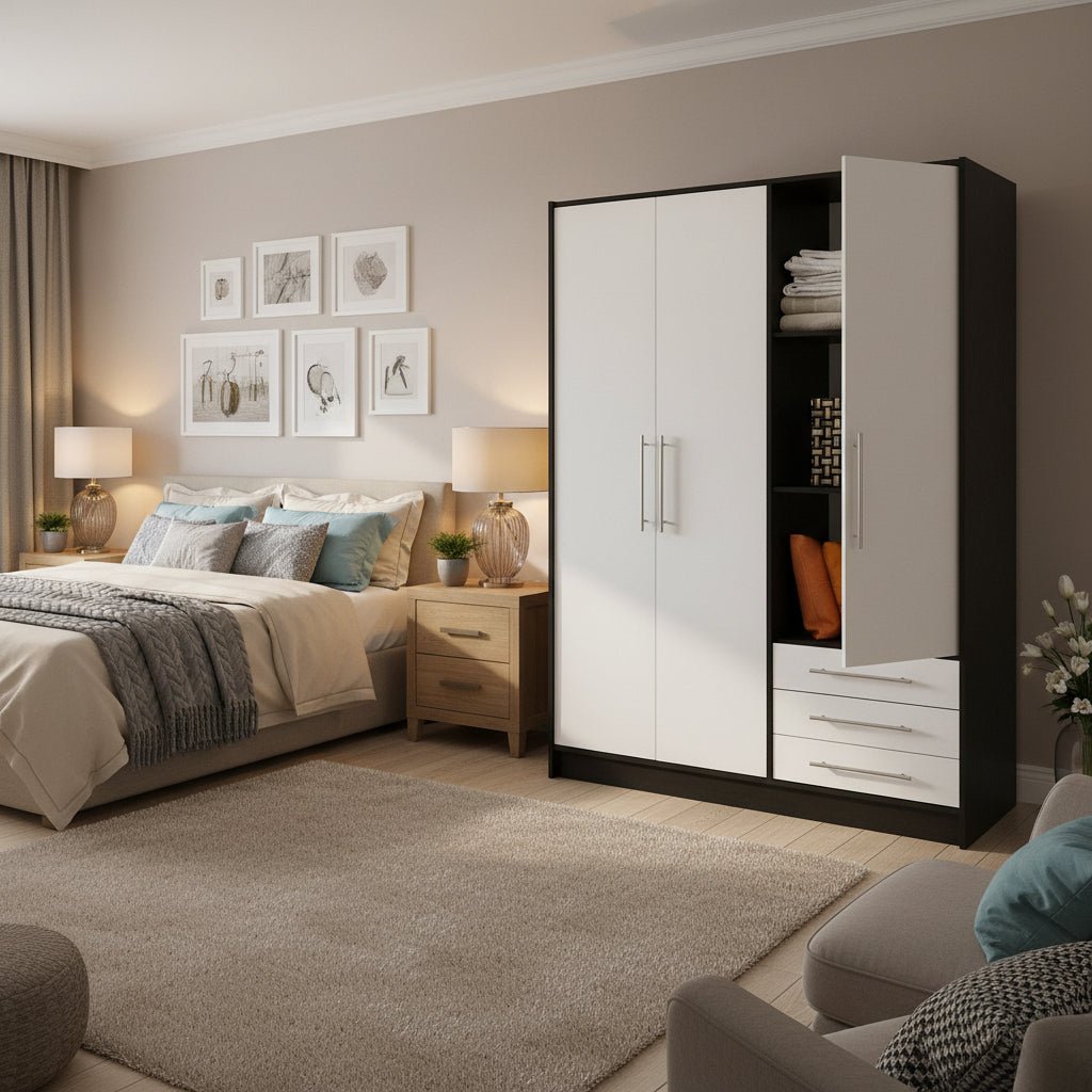 دولاب ملابس 130×220 سم بأسلوب بسيط للاستخدام اليومي دولاب ملابس من فيرف هوم، عرض 130 سم وعمق 55 سم وارتفاع 220 سم